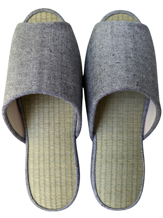 Open-toe TATAMI Denim Slippers B-Type [Black Wool Felt Sole] / Simple [Denim Hiroshima]