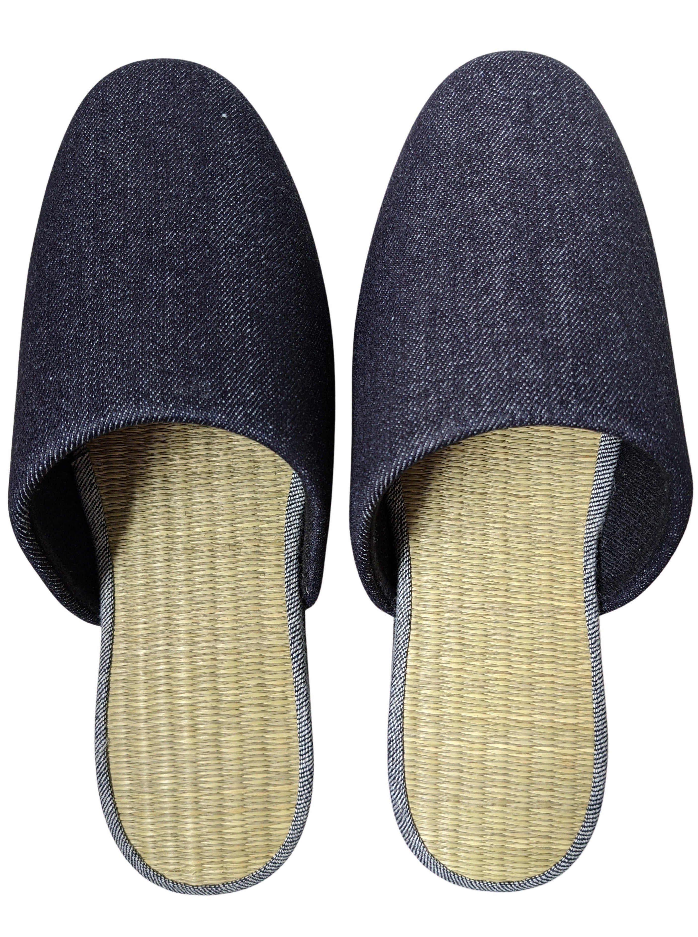 TATAMI Denim Slippers A-Type [Black Wool Felt Sole] / Simple [Denim Hi Heiwa Slipper