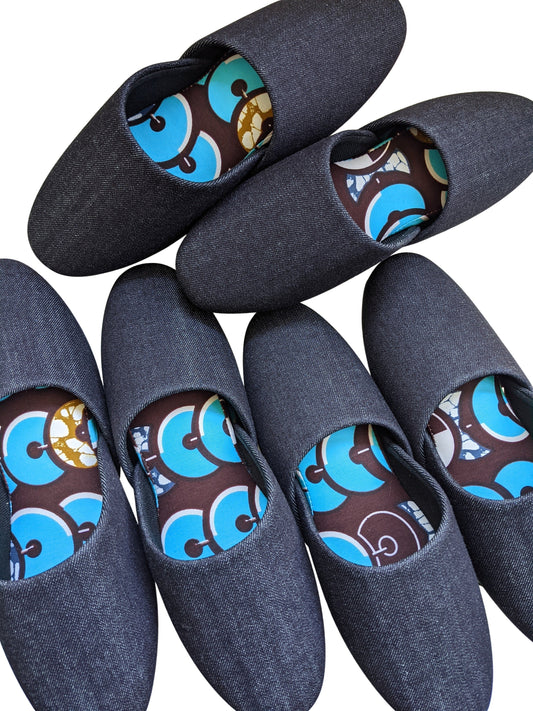 Denim Japan x Pop African Circle Slippers