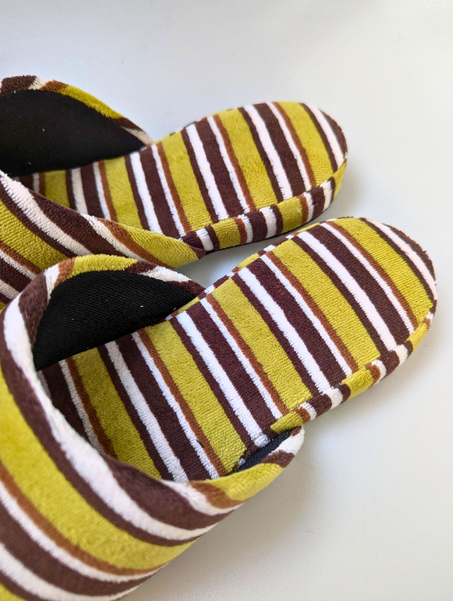 Large | Upcycled Brushed Stripe Slippers #03