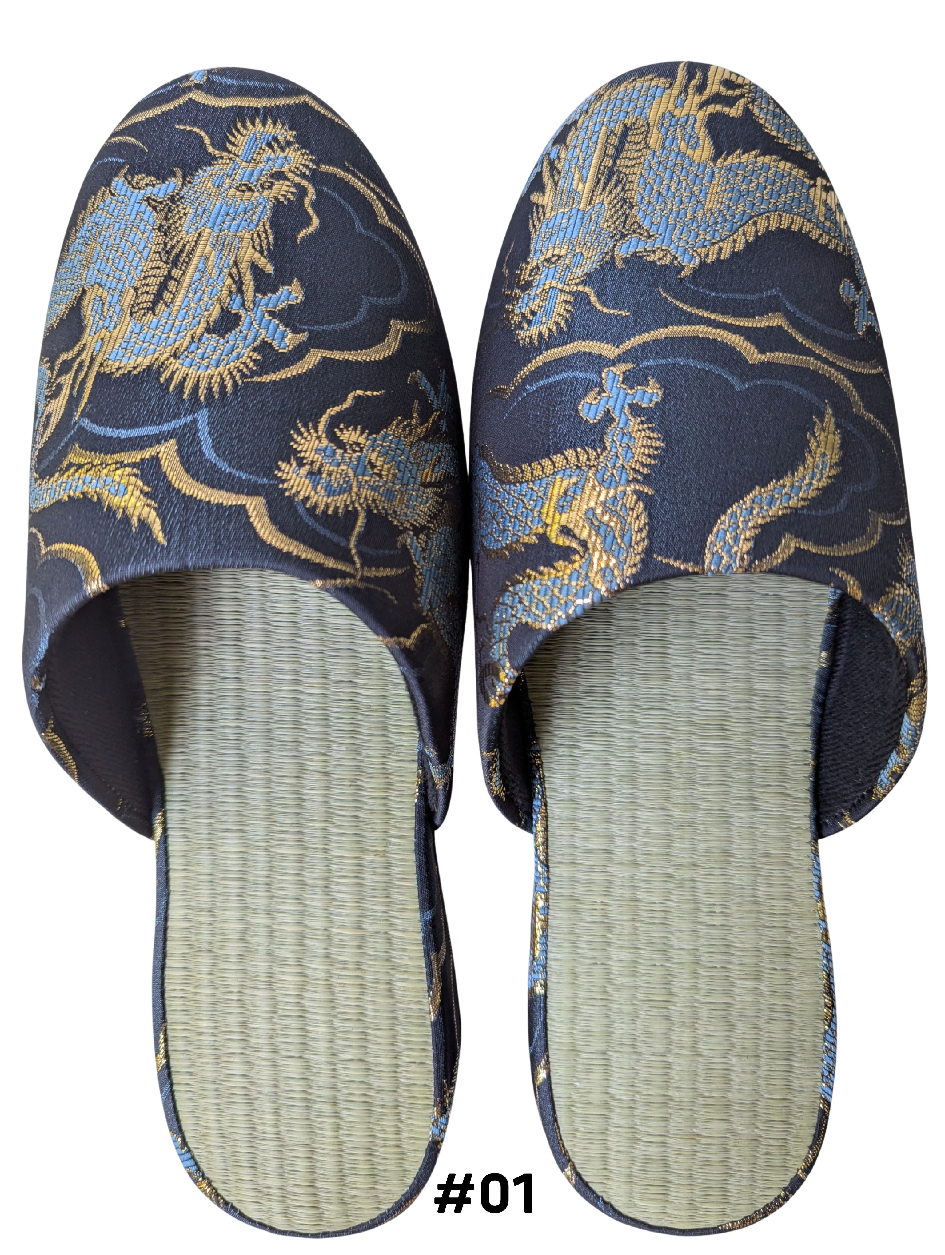 ネイタルデザイン x アシモクラフツ asigrille_ztable+asi TATAMI × Azure Dragons Slippers [Black Wool Felt Sole] – Heiwa Slipper