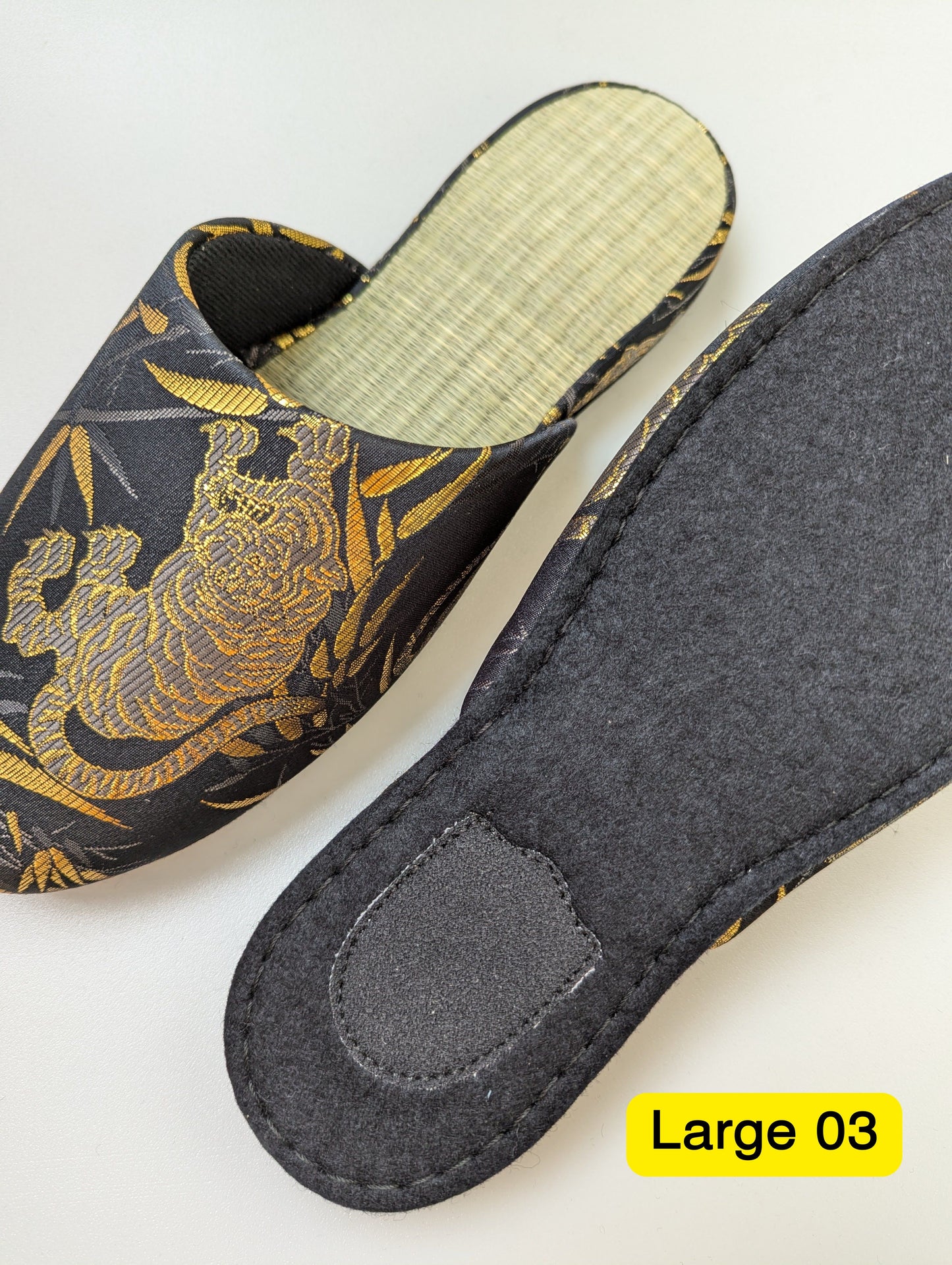 TATAMI × Baihu Byakko Tiger Slippers [Black Wool Felt Sole]