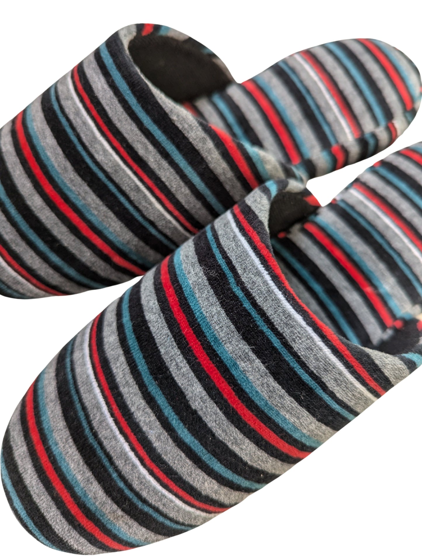 Large | Upcycled Brushed Stripe Slippers #01