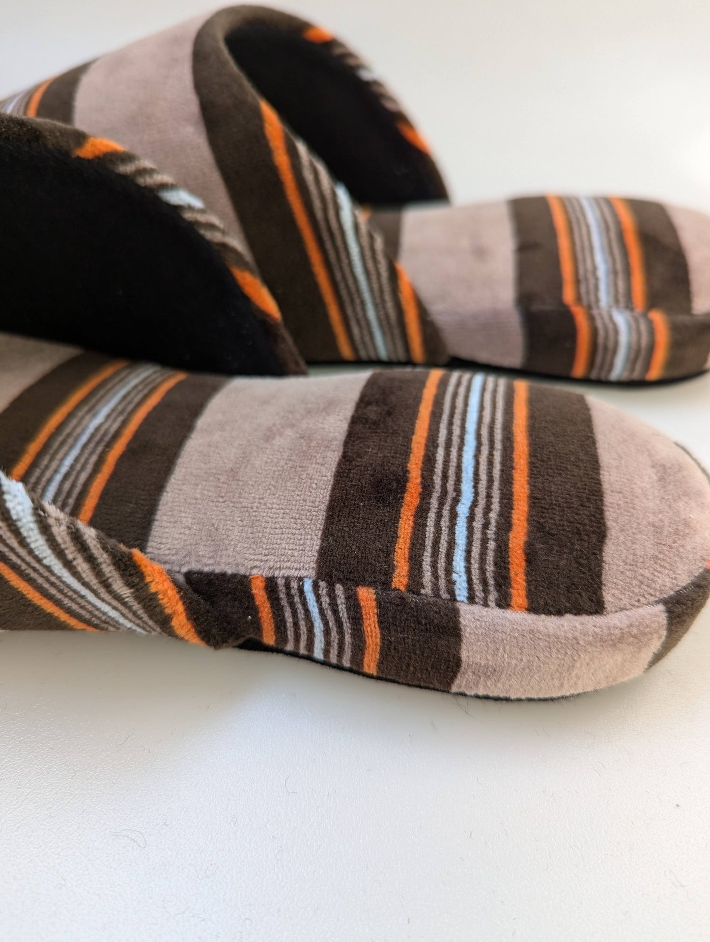 Large | Upcycled Brushed Stripe Slippers #02