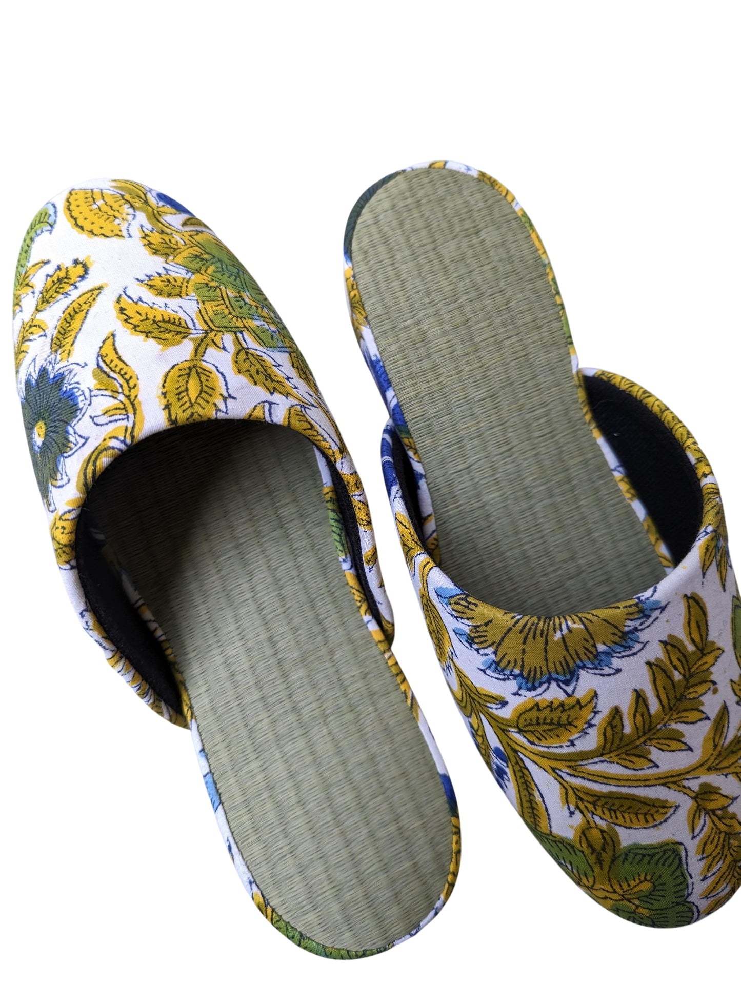 [Small] Tatami Block Printing Flowers Slippers 2023S-A
