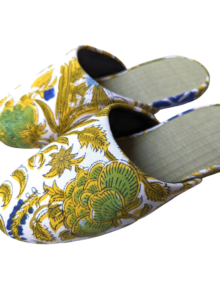 [Small] Tatami Block Printing Flowers Slippers 2023S-A