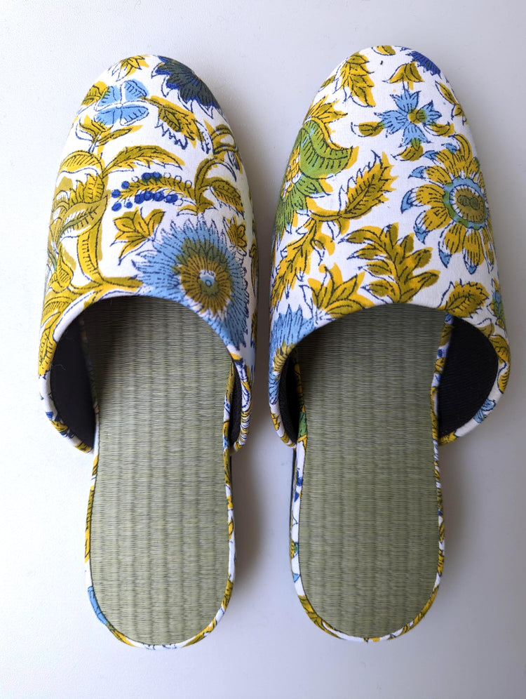 [Medium] Tatami Block Printing Flowers Slippers 2023M-A