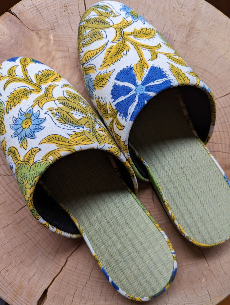 [Medium] Tatami Block Printing Flowers Slippers 2023M-A