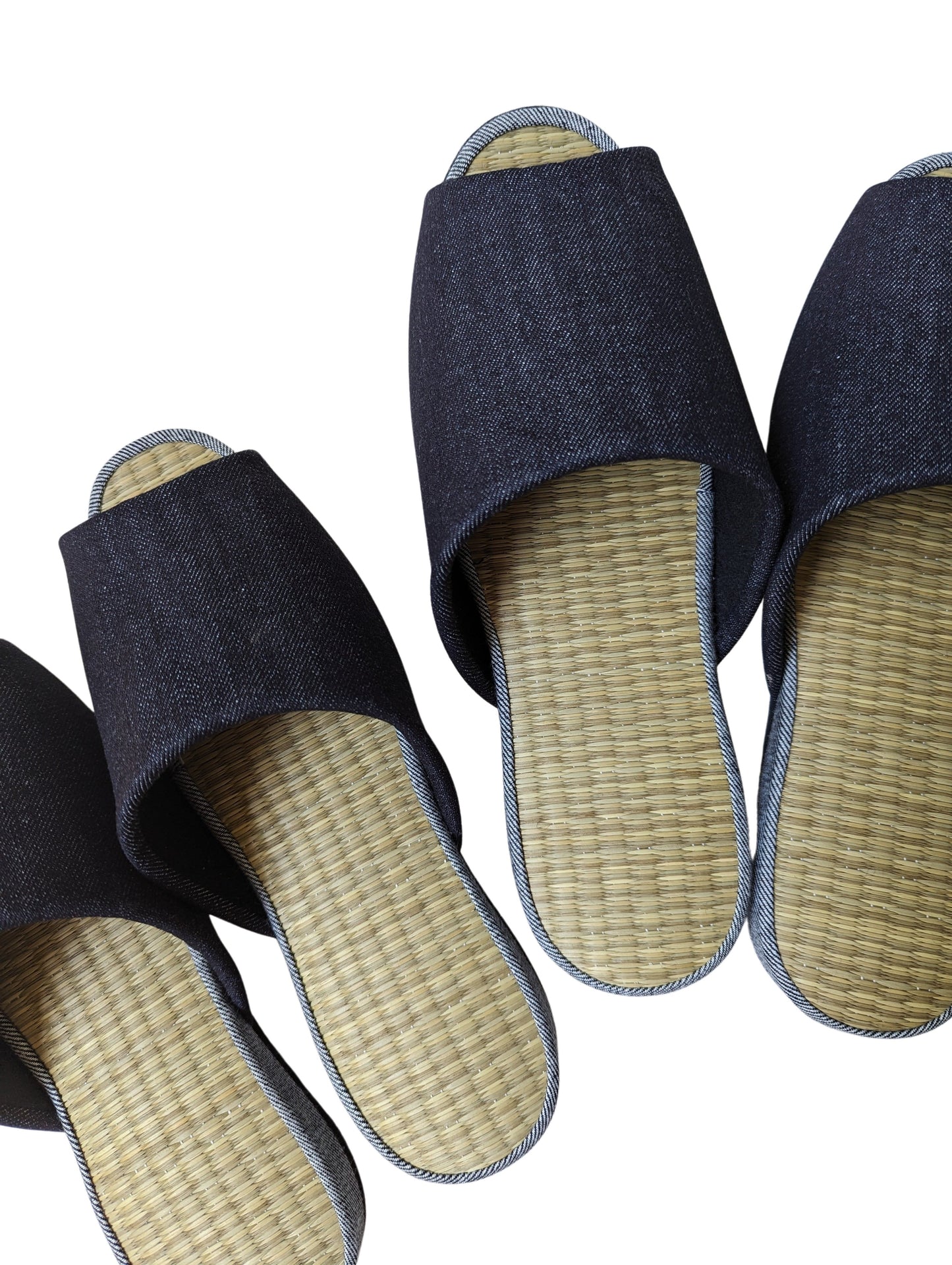 [SALE] Open-toe TATAMI(Mix color)  Denim Slippers Mix color [Black Wool Felt Sole] / Simple [Denim Hiroshima]