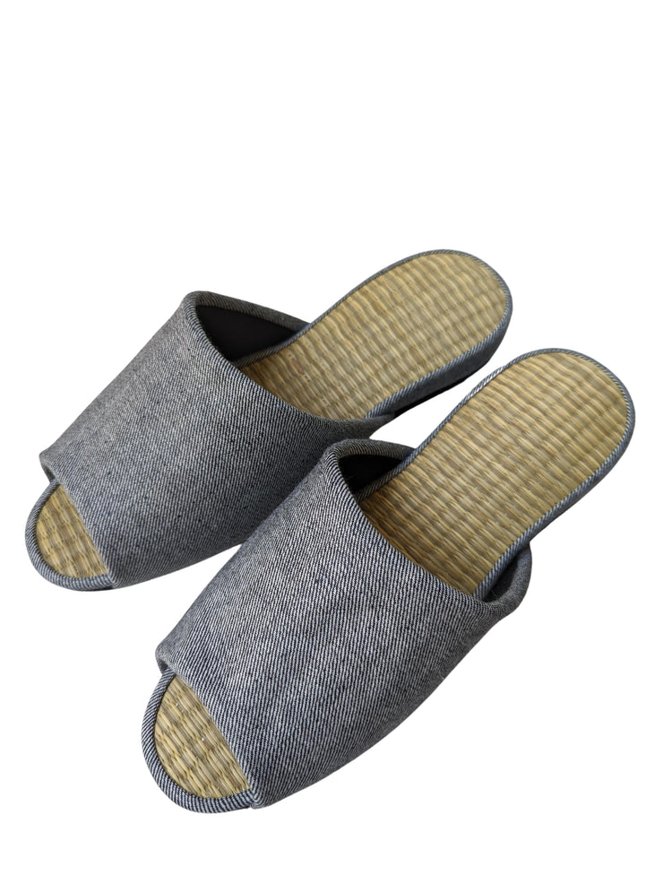 [SALE] Open-toe TATAMI(Mix color)  Denim Slippers Mix color B-type [Black Wool Felt Sole] / Simple [Denim Hiroshima]