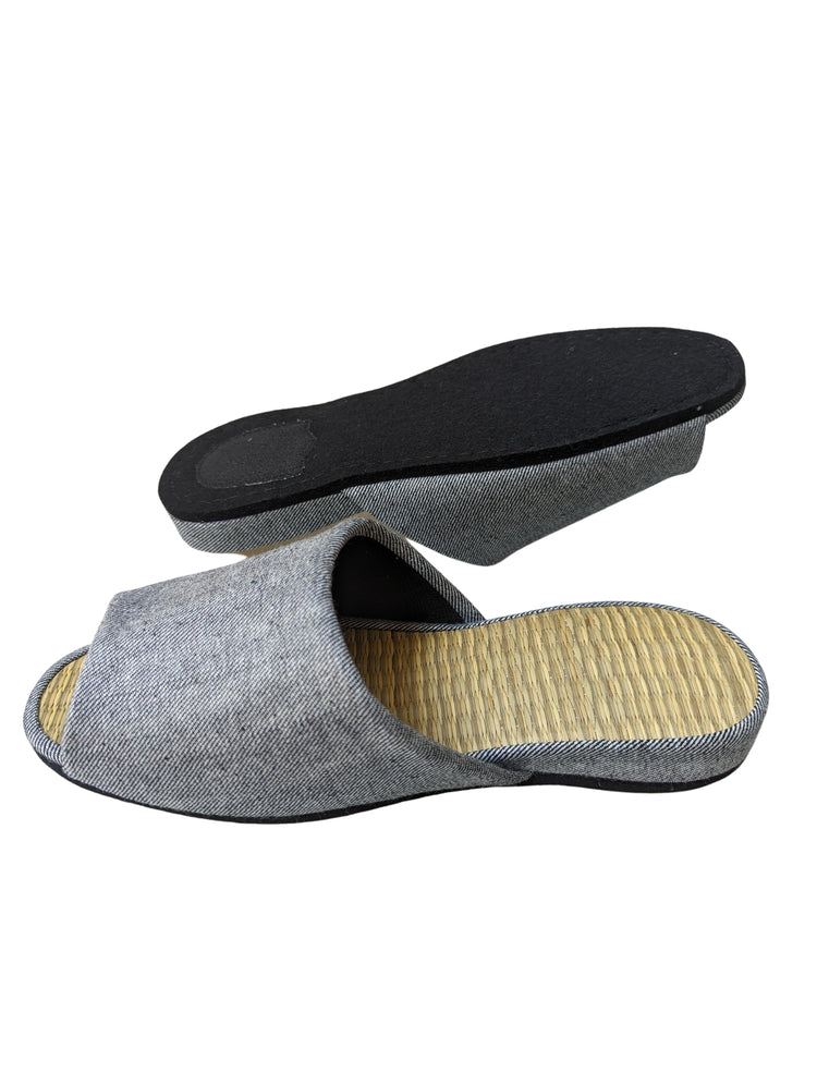 [SALE] Open-toe TATAMI(Mix color)  Denim Slippers Mix color B-type [Black Wool Felt Sole] / Simple [Denim Hiroshima]