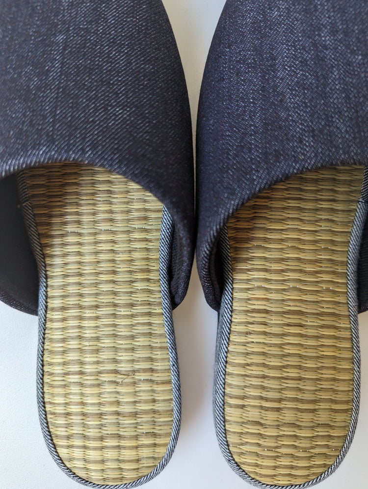 [SALE] TATAMI(Mix color)  Denim Slippers Mix color [Black Wool Felt Sole] / Simple [Denim Hiroshima]