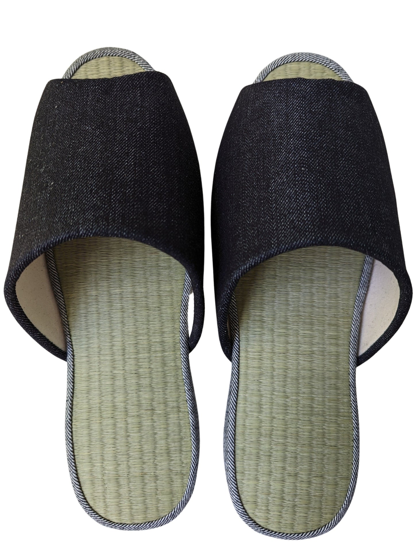 Open-toe TATAMI Denim Slippers A-Type [Black Wool Felt Sole] / Simple [Denim Hiroshima]