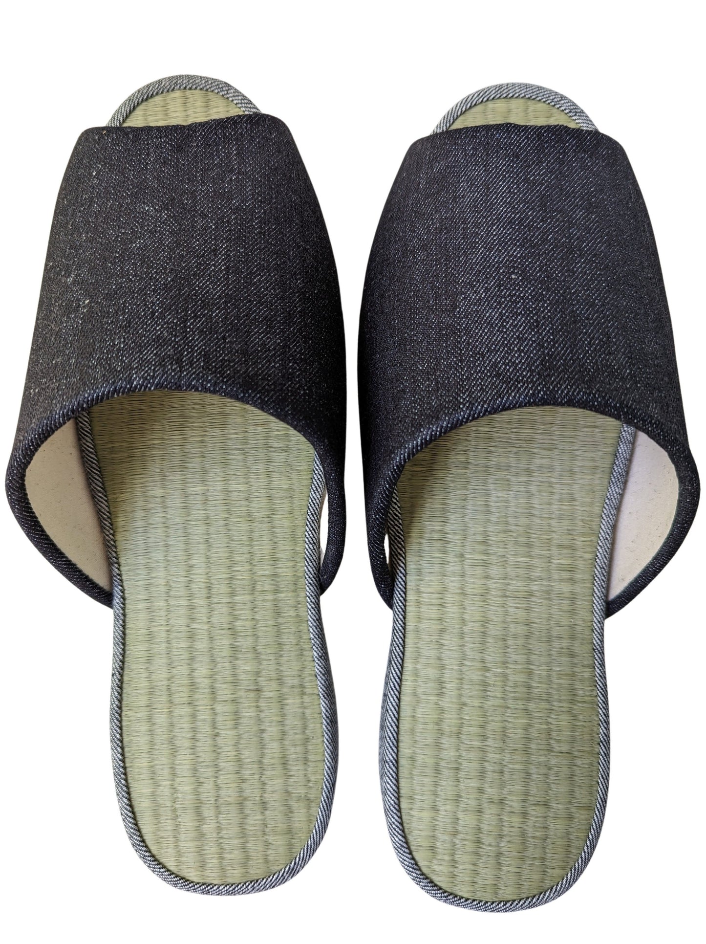 Open-toe TATAMI Denim Slippers A-Type [Black Wool Felt Sole] / Simple [Denim Hiroshima]