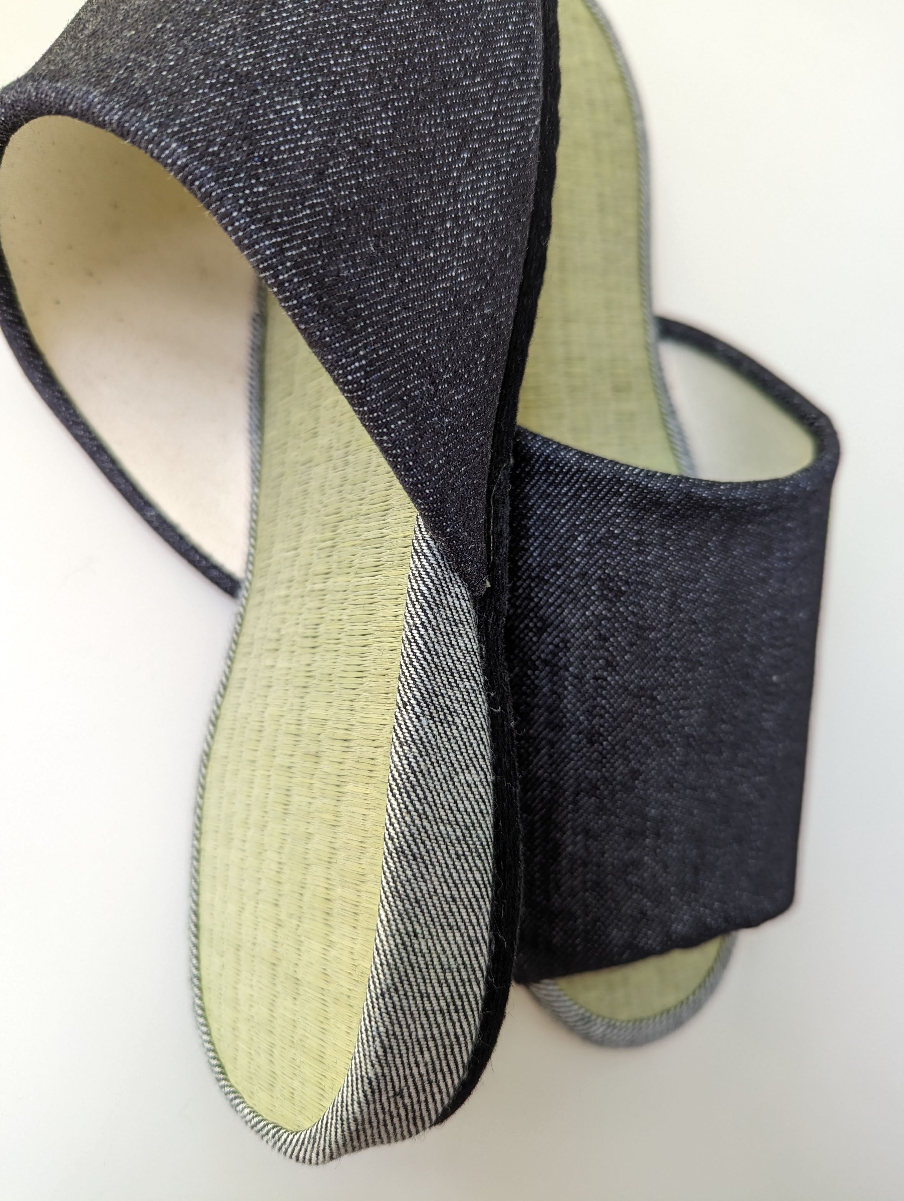 Open-toe TATAMI Denim Slippers A-Type [Black Wool Felt Sole