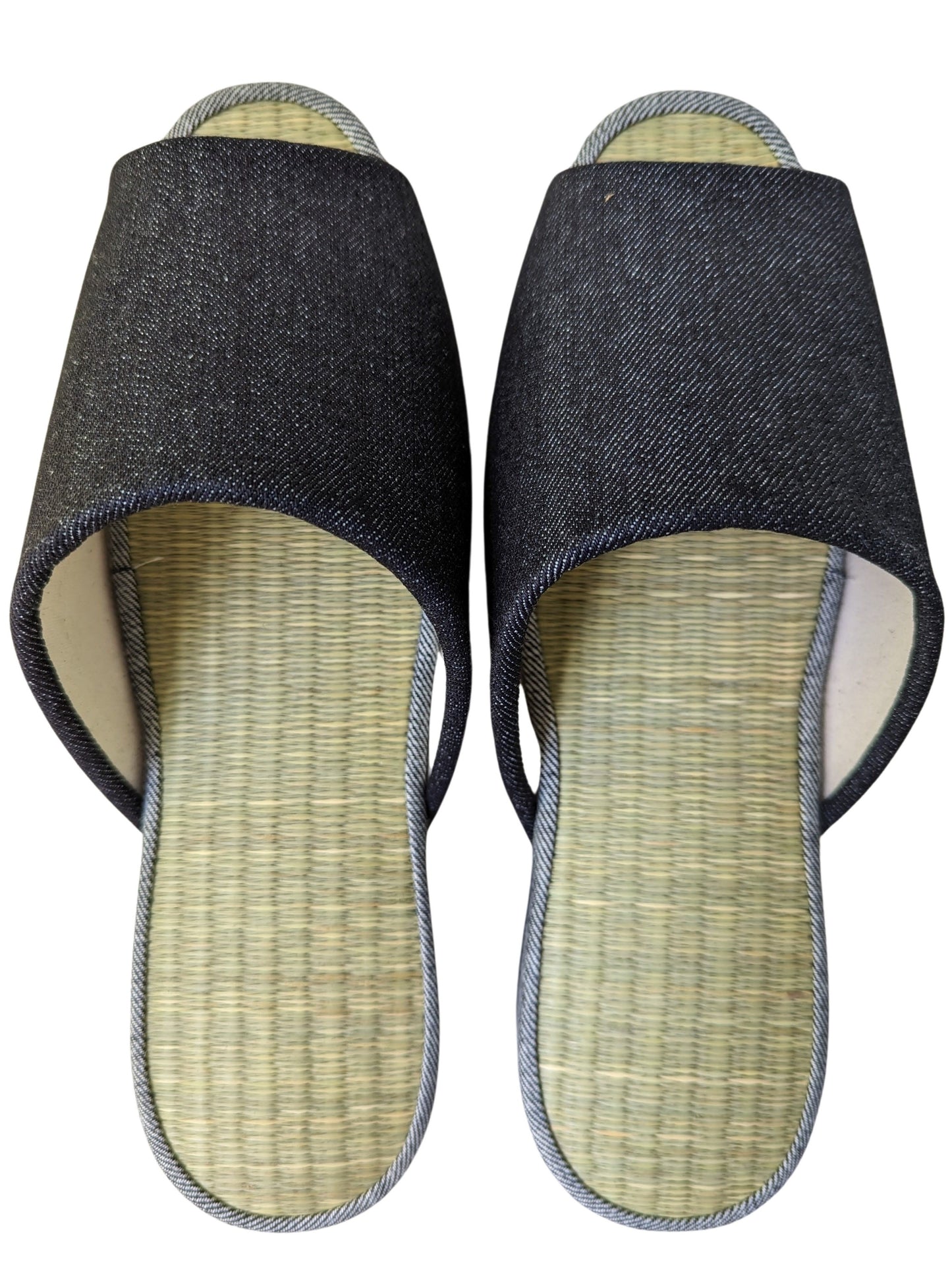 Open-toe TATAMI Denim Slippers A-Type [Black Wool Felt Sole] / Simple [Denim Hiroshima]