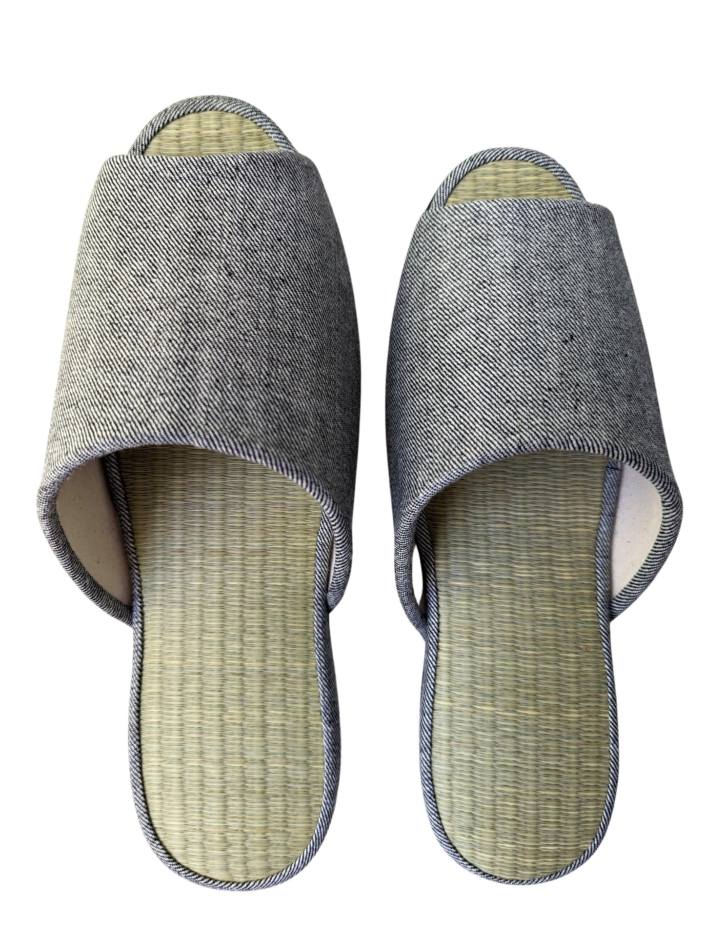 Open-toe TATAMI Denim Slippers B-Type [Black Wool Felt Sole] / Simple [Denim Hiroshima]