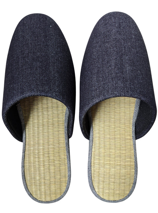 TATAMI Denim Slippers A-Type [Black Wool Felt Sole] / Simple [Denim Hiroshima]
