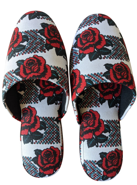 Medium Rose Print Mix Slippers [vinyl sole] 2021AW Rose M07 [Size: Medium] Rose M07
