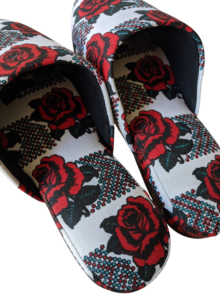 Medium Rose Print Mix Slippers [vinyl sole] 2021AW Rose M07 [Size: Medium] Rose M07