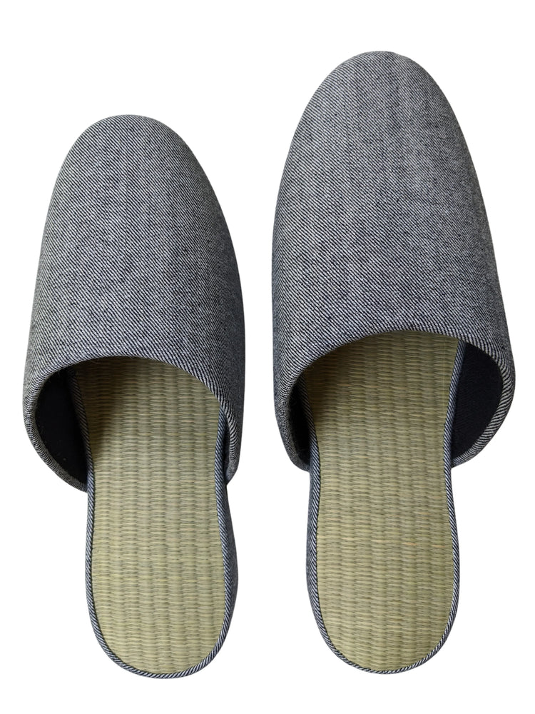＊ Pre-order ＊TATAMI Denim Slippers B-Type  [Black Wool Felt Sole] / Simple [Denim Hiroshima]