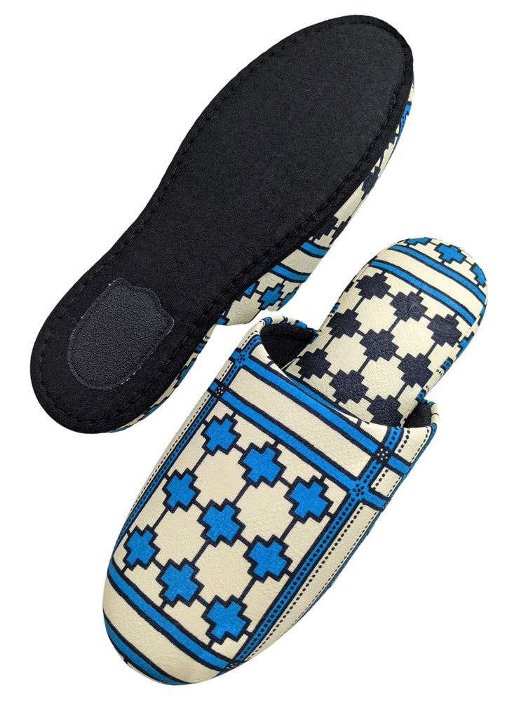 Large Printing  Stamped Fabric Slippers [Black wool felt soles] L2210 [Size Large]