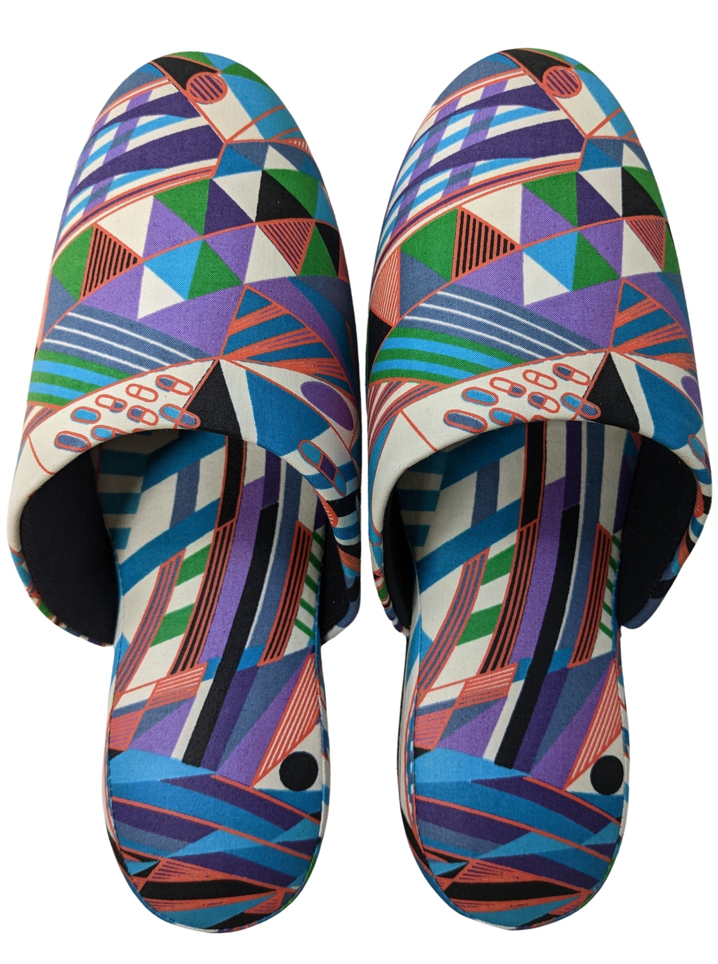 Large Batik Wax Special Printing Mix Slippers [Black wool felt soles] LF2210 [Size Large]