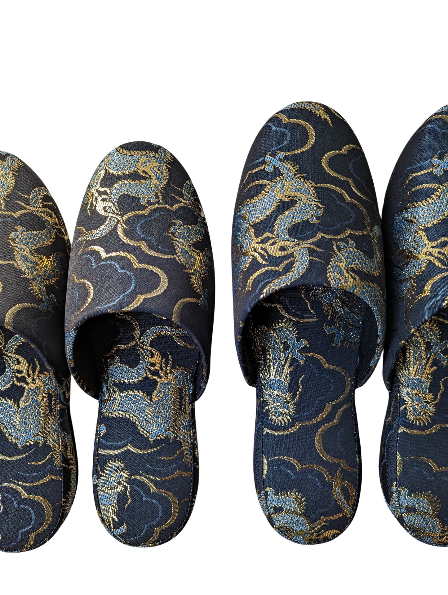 Azure Dragon Slippers [Black wool felt sole]