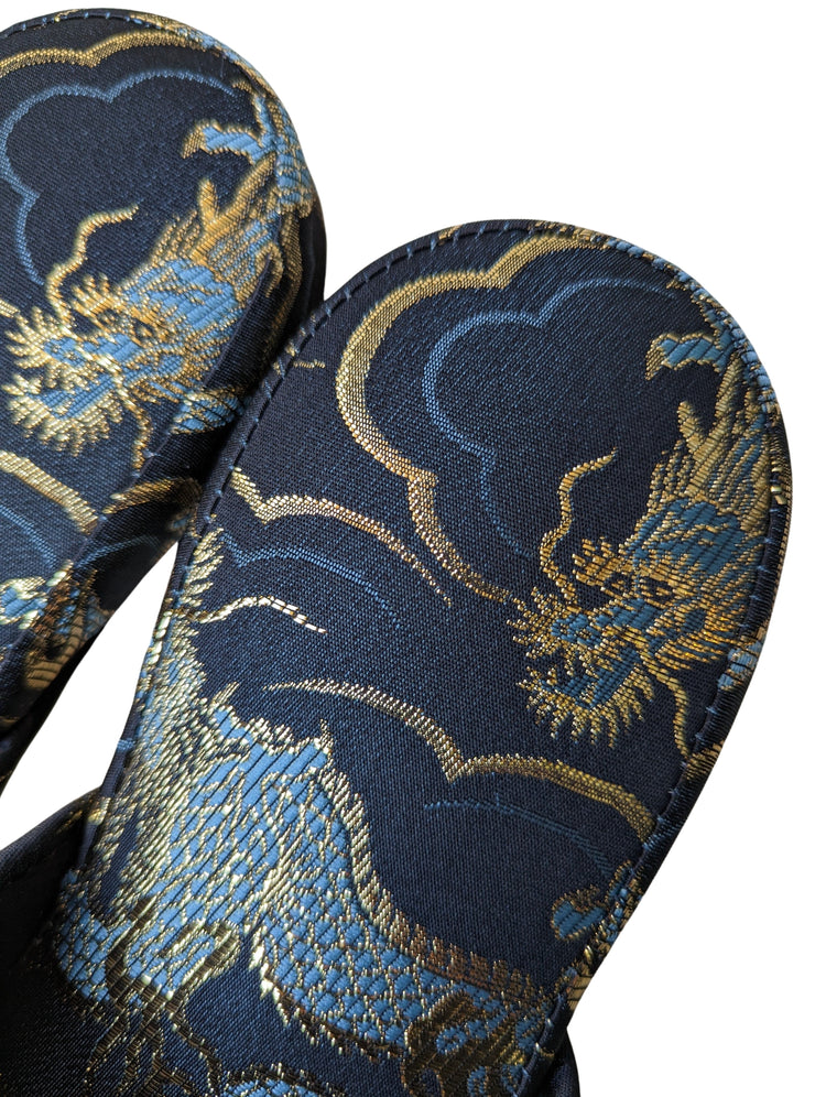 Azure Dragon Slippers [Black wool felt sole]