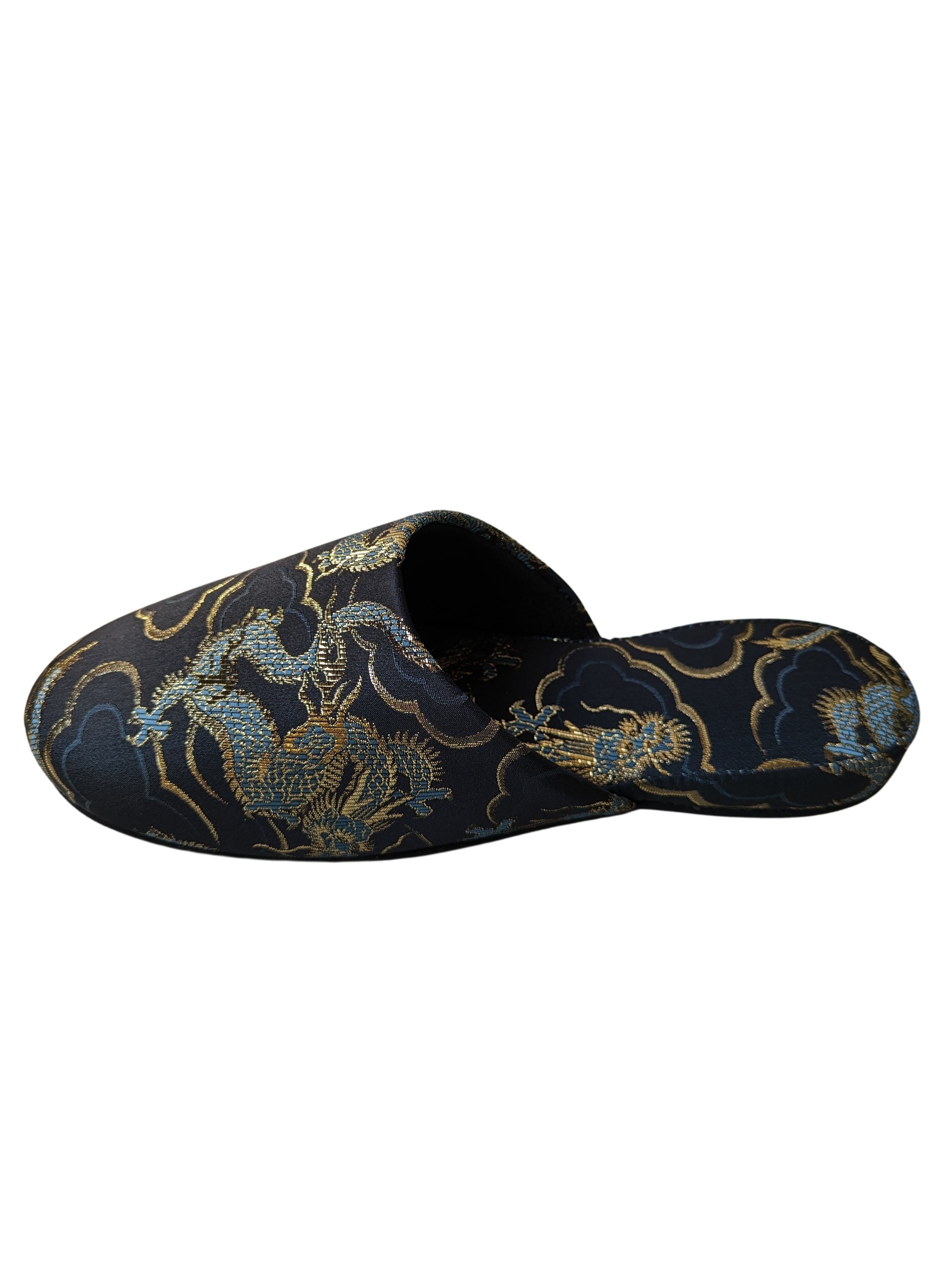 Azure Dragon Slippers [Black wool felt sole] – Heiwa Slipper